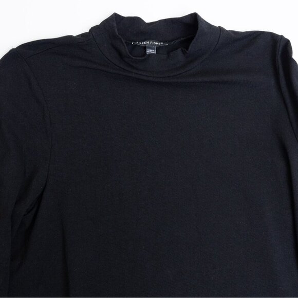 Eileen Fisher Mock Neck Long Sleeve Tunic Black Top Small Petite Lyocell - Picture 4 of 11